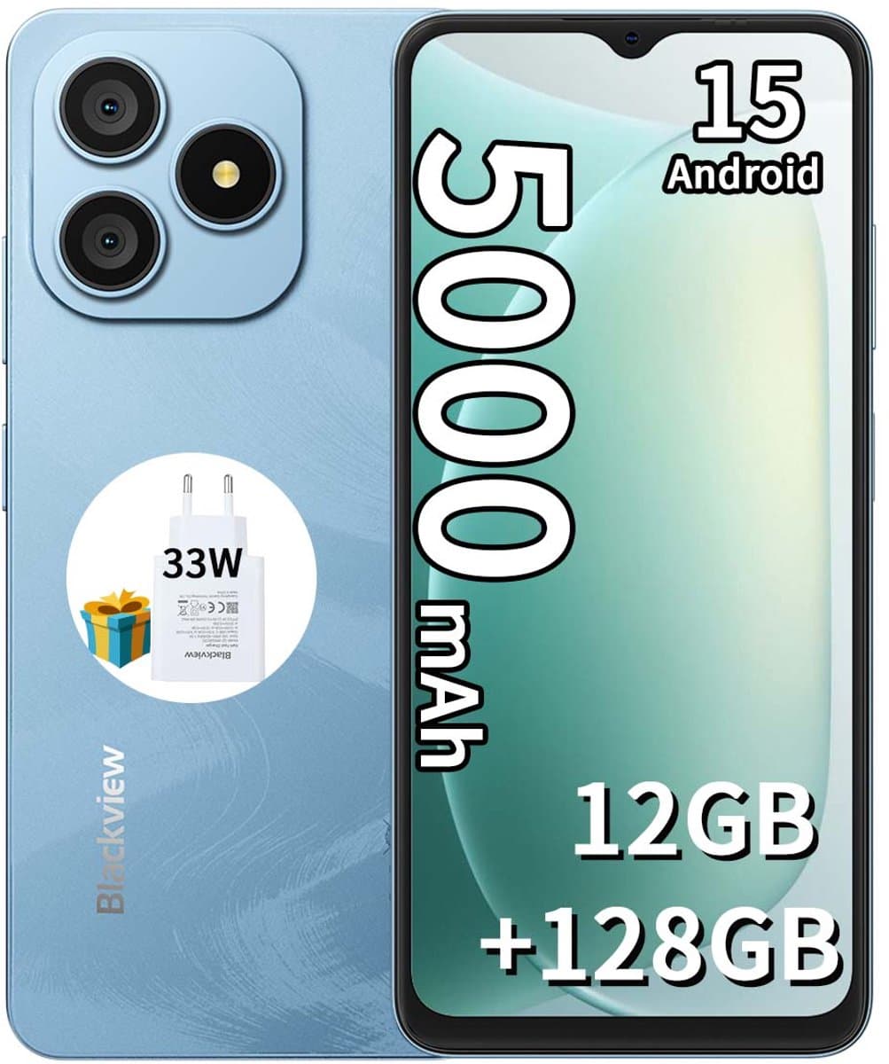 Blackview WAVE 9C Smartphone 4G - 12GB RAM - 128GB ROM - 6,56 inch - Android 15 - 5000 mAh met 33W-adapter - Dual SIM - GPS - OTG - blauw — afbeelding 1