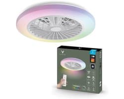 Varin® Plafondventilator met verlichting - Transparant - Tuya Wifi - LED RGBW - Ø 50cm - Super stil - Afstandsbediening smart lamp - Plafondlamp slaapkamer - Plafonniere woonkamer - Plafondlampen - Plafond lamp - Verlichting kinderkamer - Ventilator — afbeelding 1