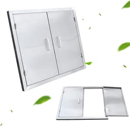 Buitenkeukendeur - BBQ deur - Buiten koken - 304 RVS materiaal - 60 x 70 cm - Zilverkleurig — thumbnail 5