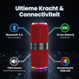 Ryoudavell - 2-in-1 Magnetische Bluetooth Speaker - Splitsbare Draadloze Luidspreker - Bluetooth 5.4 & TWS - RGB LED Verlichting - 2000mAh Batterij - Rood — thumbnail 5