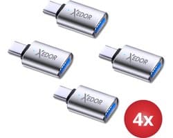 Xedor® Nexa – USB C naar USB A Adapter – 4 Stuks – USB 3.2 Gen 1 – 5 Gbps – Laptops, Smartphones & USB sticks – Zilver