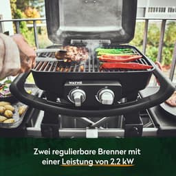 Gasbarbecue 2 Branders 4,4 kW Draagbare Tafelgrill Balkongrill 65,9 x 47,4 x 39,3 cm Compact Buiten BBQ met Gietijzeren Rooster en Thermometer – HomebyNicole — thumbnail 5