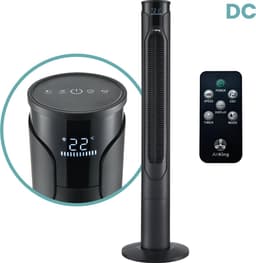 AirKing Torenventilator 117cm extra stille DC motor 12 standen met afstandsbediening - Ventilator staand met Dimbaar LED scherm Zwart AKTN117BK-DC — thumbnail 1