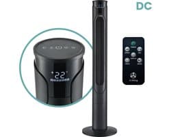 AirKing Torenventilator 117cm extra stille DC motor 12 standen met afstandsbediening - Ventilator staand met Dimbaar LED scherm Zwart AKTN117BK-DC — afbeelding 1
