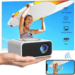 KZQ Mini Projector - Draagbaar Full Hd 1080p Led Projector Met Wifi - Geschikt Voor Telefoon En Computer - Ideaal Voor Thuis Slaapkamer Tuin Binnen Buiten Kamperen En Voetbal Kijken - Wit — thumbnail 2