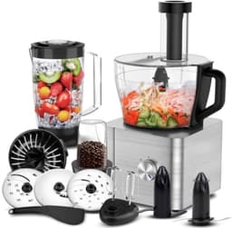 Keukenmachine 1100 W Foodprocessor 3,2 liter mengkom - Deegkneder, blender, hakmolen, molen, citruspers - Zilver — thumbnail 1