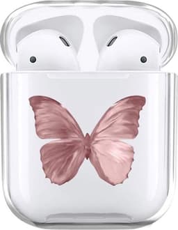 Shieldcase Butterfly Kisses Case - beschermhoes geschikt voor Airpods 2 case - hoesje met vlinder print - transparant/roze — thumbnail 1