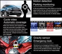 TechU™ Dashcam Voor en Achter Camera – M22 – Dashboardcamera – 4” Scherm – 170° Wijdhoeklens – G-sensor – Bewegingssensor – Parkeermodus – Loop recording – Nachtvisie – Incl. Achteruitrijcamera - voor auto — thumbnail 3