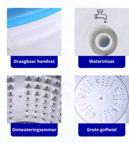 Klein en Efficiënte Mini Wasmachine met Dubbele Trommel, Centrifuge en Droogzwierder - Perfect voor Camping, Kleine Ruimtes en Reizen — thumbnail 3