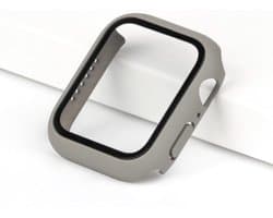 Full Cover Tempered Glass Screen Protector Cover Case Bumper Hoesje Geschikt Voor Apple Watch Series 7/8 45 mm - grijs