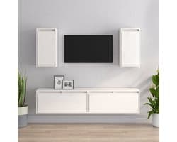 vidaXL Houten Tv Stand - Televisie Kast - Tv-meubelen 4 st massief grenenhout wit - Tv Meubel - Grenoble Hout - Wit