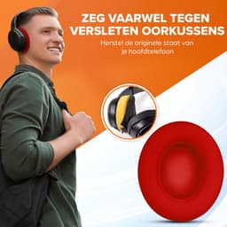 Oorkussens geschikt voor Beats By Dr. Dre Studio 2.0/3.0 wireless - Koptelefoon oorkussens voor Beats Studio rood — thumbnail 4