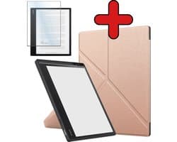 Hoes Geschikt voor Kobo Elipsa 2E - Met Screenprotector - Luxe E-reader Trifold Case - Bescherm Hoesje Book Cover - Rosé Goud