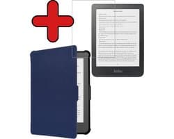 Hoes Geschikt voor Kobo Clara HD - Met Screenprotector - Luxe E-reader Bescherm Case - Hoesje Book Cover - Donkerblauw