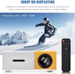 Mini Beamer - Input tot 1080P - Projector - Mini Projector - HDMI - USB - Wit / Geel - Draagbaar - Ingebouwde speaker — thumbnail 5