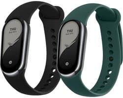 kwmobile 2x horlogebandjes geschikt voor Xiaomi Mi Band 10 / Mi Band 9 / 8 bandje - Smartwatch bandjes van TPU - Activity tracker horloge band in zwart / donkergroen