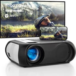 Beamer met afstandsbediening, 1080P Ondersteund LED Wifi projector met luidspreker 16:9 — thumbnail 1
