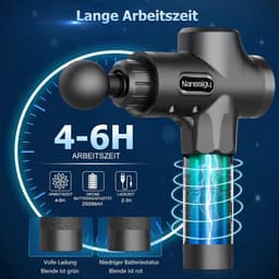 Massagepistool massage gun, Deep Tissue 30 snelheden, 2500 mAh spiermassageapparaat, fasciaristool met 8 massagekoppen voor spierpijn en spanningen in de rug — thumbnail 3