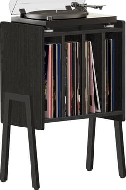 ACAZA LP Opbergsysteem - LP Houder - Zwart - 45 x 30 x 66 cm (L x B x H) - Platenspeler Meubel - Vinyl Opbergsysteem - Platenkast - Platenhouder - 72 Platen — thumbnail 1