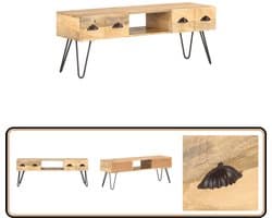 vidaXL Tv-meubel - Massief Mangohout - 120x35x45 cm Televisie Kast - Industrieel Design - Houten Meubilair - Mangohout - Tv Stand