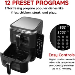 Comfy Nest CN-06184 - 2800W Airfryer - 11L - Dubbele Mand - Digitaal Opvouwbaar Zijpaneel - Kijkvenster — thumbnail 10