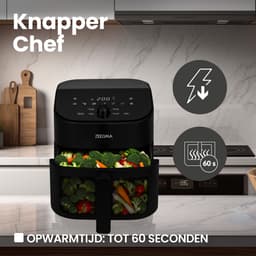 Zeegma Knapper Chef - Airfryer XL - Vetvrij - 6,5 L - Zwart - 10 programma's - 1600 W - Snelle opwarming tot 60s - Antislippoten — thumbnail 6