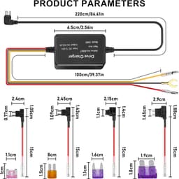 USB-C Dash Cam Hardwire Kit met Display - Dashboard Camera Car Charger Cable Kit 12V naar 5V - Laagspanningsbeveiliging voor Zekeringen — thumbnail 2