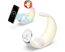 3-in-1 Oplaadstation met Nachtlamp - Geschikt voor MagSafe Oplader, Apple iPhone, AirPods en Apple Watch - Draadloze Oplader met Nachtlampje