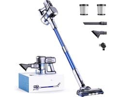 Draadloze Stofzuiger - 220W - 50 min Gebruik - Blauwe Afwerking - Voor Huisdieren & Tapijt - Krachtige Zuigkracht - Stil & Lichtgewicht - Duurzaam & Efficiënt - LED Display - Handzaam & Praktisch