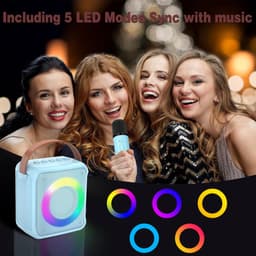 Sounix Draagbare Karaoke set - Incl. 2 draadloze karaoke microfoons - Bluetooth Speaker - Voor Volwassenen en Kinderen - Blauw — thumbnail 3