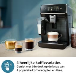 Philips 2300 Series - Espressomachine - 4 Verschillende Dranken - 4 Verschillende Dranken - LatteGo Melksysteem - 40% Stiller - AquaClean Filter - Volautomatisch - Zwart - Koffiemachine met bonen - EP2334/10 — thumbnail 3
