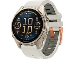 Stravo Dubbelkleurige Siliconen bandje in Fenix 8 Stijl - Rosé goud-Zandgrijs - voor Garmin Fenix 5s - Plus & Sapphire - Fenix 6s - Pro & Sapphire - Garmin Fenix 7s / Fenix 8 - 43mm Quickfit 20mm band voor Garmin smartwatches - Horlogebandje