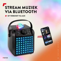 Karaoke set met 2 microfoons - Fenton KAR55B - Met discobol en Bluetooth - Voor kinderen - Zwart — thumbnail 2