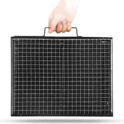 Soroh® - Oustuff Opvouwbare BBQ - Picknick Barbecue - Houtskool Grill - Outdoor Kamperen - Opvouwbaar - 35 x 27 x 20cm - Draagbaar - Zwart — thumbnail 3