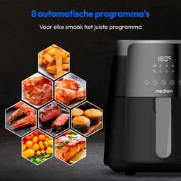 MEDION Airfryer P40 L (4,7 liter, Heteleuchtfriteuse, 1500 watt, eenvoudige bediening, olievrij frituren, 60 min timer, tot 200° C, antiaanbaklaag, MD13030) zwart — thumbnail 8