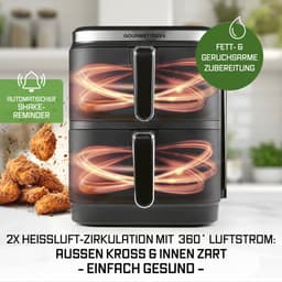 GOURMETmaxx FryUp Vertical Double Chamber Hot Air Fryer | vertical air fryer | folding touch display | 32% more space-saving | capacity 10L | hot air fryer 2 chambers — thumbnail 2