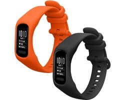 kwmobile 2x horlogebandjes geschikt voor Garmin vivosmart 5 / Smart 5 bandje - Smartwatch bandjes van TPU - Activity tracker horloge band in zwart / oranje