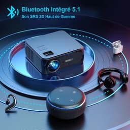 Mini Beamer - Projector - 1080P - Digitale projector - 5G WiFi - Bluetooth Compatibel met HDMI - USB - 10000 Lumen - 350ANSI - 150W - Zwart — thumbnail 5