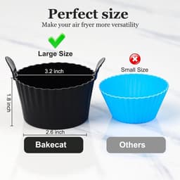 6 stuks - Airfryer accessoires - Airfryer eivorm - Airfryer siliconen bakje - BPA vrij - Geschikt voor alle airfryers - Zwart - 9*9*5.5cm — thumbnail 2