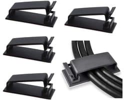 Kabel organiser-6 stuks-Clips voor kabelbeheer-Bedrade kabelbeugel voor tv-computer, laptop ethernet-kabelorganizer, (zwart)