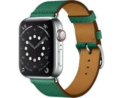 By Qubix - Geschikt voor Apple Watch bandje - Lederen bandje - Groen - Geschikt voor Apple Watch 38 mm / 40 mm / 41 mm / 42 mm - Smartwatch bandje - leren smartwatchbandje - Horlogebandje