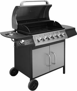 vidaXL Gasbarbecue 6+1 kookzone zwart en zilver — thumbnail 3