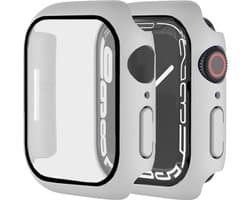 Screenprotector - Hoesje - Geschikt voor Apple Watch Series 7 - Apple Watch Series 8 - 41 mm - 9H Gehard Glas - Grijs