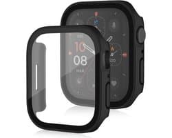 By Qubix - Hard case 44mm - Zwart - Geschikt voor Apple Watch 44mm hoesje - screenprotector - Bescherming iWatch - Bescherm hoesje