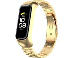 Stalen Smartwatch bandje - Geschikt voor Samsung Galaxy Fit 2 stalen bandje - goud - Strap-it Horlogeband / Polsband / Armband