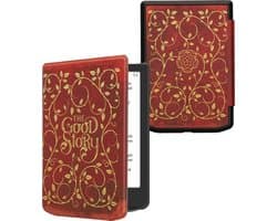 kwmobile e-reader hoesje geschikt voor Pocketbook Verse / Verse Lite / Verse Pro / Color / Vivlio Light/Light HD hoes - E reader flip case met magnetische sluiting - Ereader cover - Sprookjesboek design in geel / oranje / rood