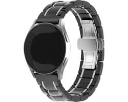 Strap-it Keramisch bandje 18mm voor horloge / smartwatch o.a Huawei Watch GT 4 / GT 5 - 41mm / GT 5 Pro - 42mm - Fossil Gen 5e 42mm / Gen 6 - 42mm (zwart/zilver)