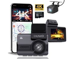 Nanocam M68 4K 2CH Wifi Gps 32gb dashcam voor auto - 4K + Full HD resolutie - Parkeerbeveiliging - 32gb MicroSD - 2,0 inch Lcd - 170 + 170 graden kijkhoek - Nachtzicht