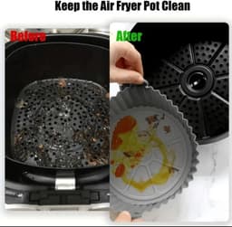 5 stuks Zwarte en rode Airfryer Liners, Airfryer Siliconen Pot, Siliconen Airfryer Liners, Airfryer Accessoires, Vervangende Wegwerp Perkamentpapier Liners Voor koken, 19 cm x 22,5 cm, 4,5 liter — thumbnail 3