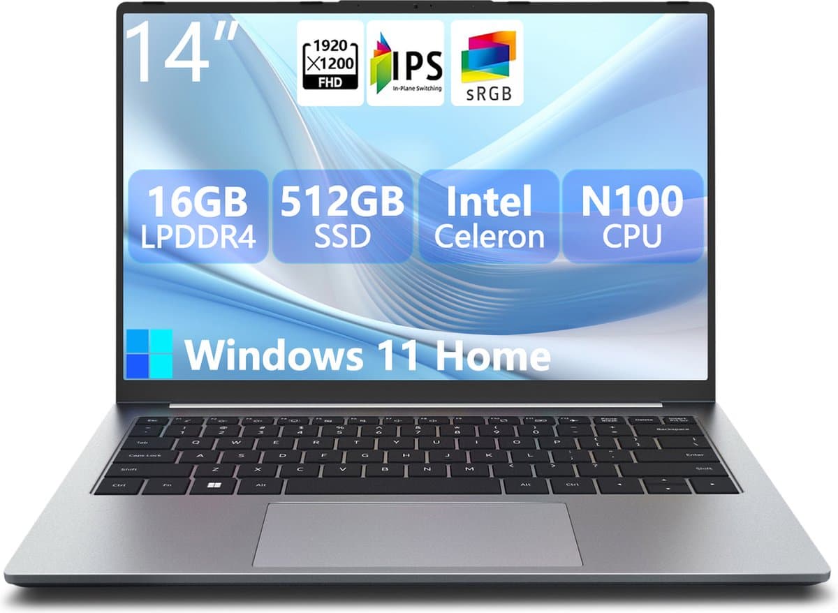 Hot Pepper Chili R14B Laptop 14'' - 512 GB SSD - Windows 11 Home - 16 GB RAM — afbeelding 1
